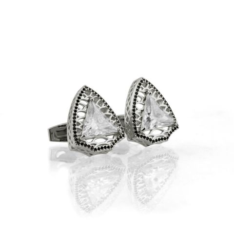 Cufflinks For Men, Silver, CZ-6