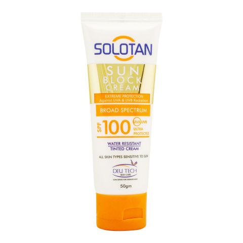 Deu Tech Solotan Sun Block Cream SPF-100, For All Skin Types, 50g