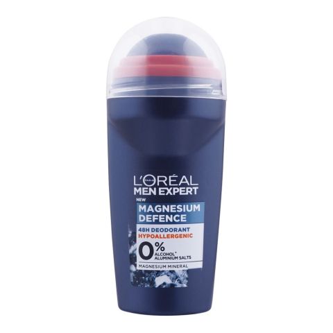 L'Oreal Paris Men Expert Magnesium Defence 48H Hypo-Allergenic XXL Roll On, For Men, 50ml