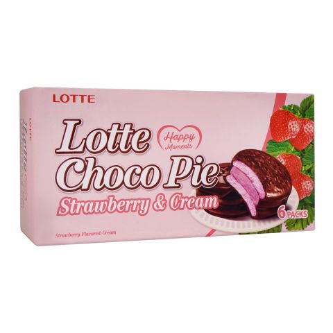 Lotte Choco Pie Strawberry & Cream, 6-Pack