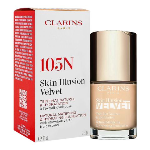 Clarins Paris Skin Illusion Velvet Natural Mattifying & Hydrating Foundation, 105N