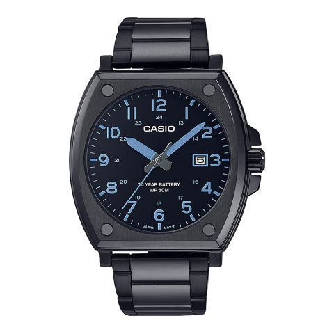 Casio WR-50M Men's Black Square Dial & Bracelet Analog Watch, MTP-E715D-1AVDF