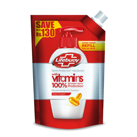 Lifebuoy Total Protect With Vitamin Hand Wash, 400ml Pouch Refill, Save Up To Rs.130/-