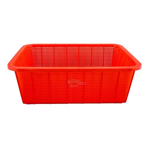 Lion Star Plastic Square Basket, 18.9 x 14.25 x 6.5 inches, Large, BPA Free, Red, BW-28