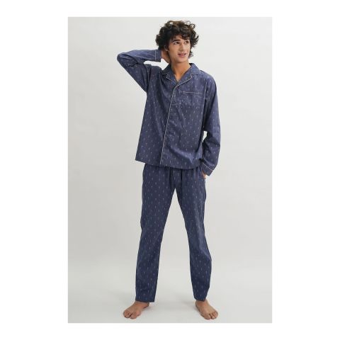 Jockey Men Everyday Woven Pajama Suit, Dark Iris Print, MUCPSW-D001-463