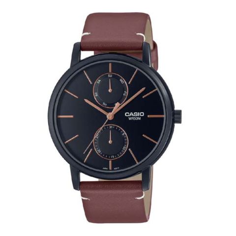 Casio Men's Chronograph Watch With Black Dial & Plain Strap, MTP-B310BL-5AVDF