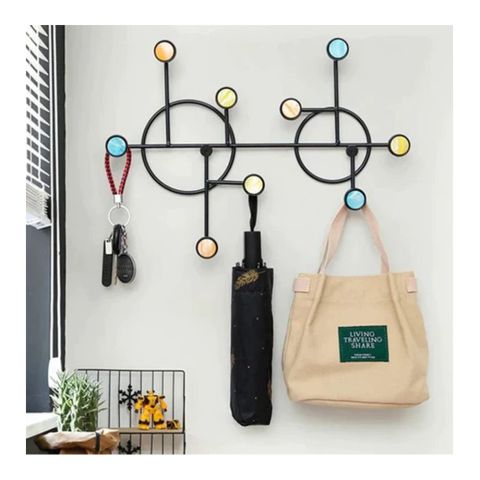 Matrix Nordic Style Wall Circle Shelf, With Hooks