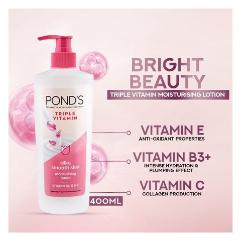 Pond's Triple Vitamin Silky Smooth Skin Moisturising Lotion, 400ml