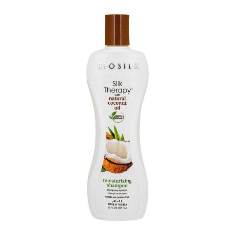 CHI Biosilk Silk Therapy 92% Natural Coconut Oil Moisturizing Shampoo, Paraben-Free, 355ml