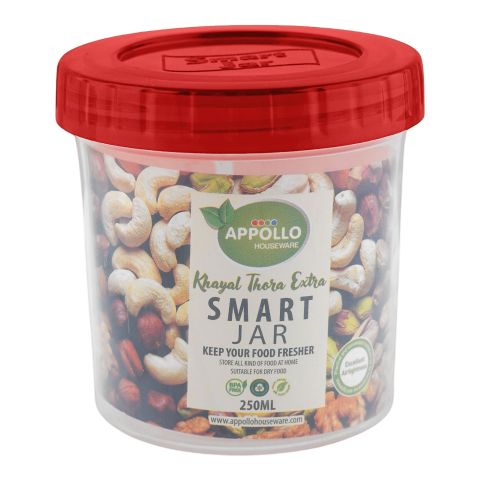 Appollo Smart Jar, BPA Free, Small, Red, 250ml