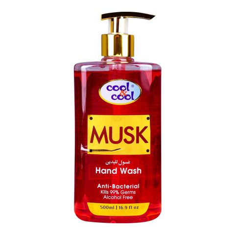 Cool & Cool Musk Anti-Bacterial Hand Wash, Alcohol-Free, 99% Germ-Killing Formula, 500ml