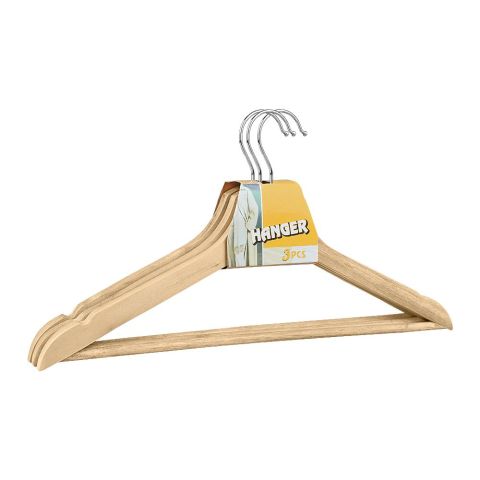 Hanger Wooden Set, Brown, 3-Pack