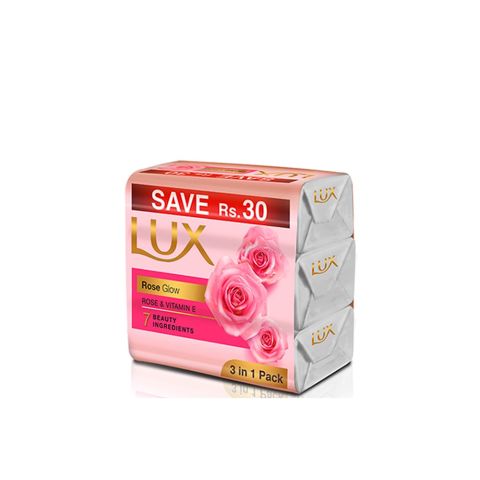 Lux Rose Glow Vitamin C and Glycerin Soap Trio Pack, 3x130g