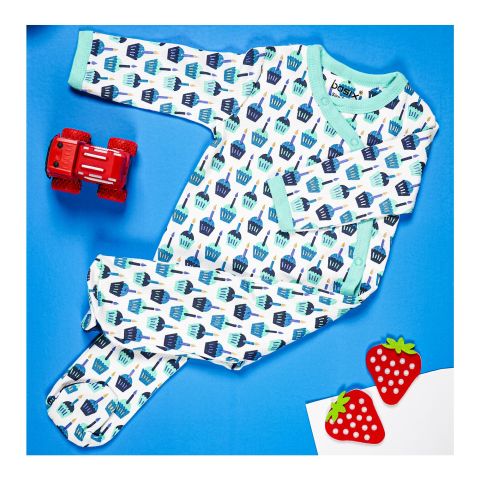 Basix Monster At A Party Cross Button Sleeping Suit, 2655