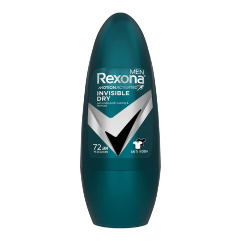 Rexona Motion Senses Invisible Dry Roll On, For Men, 72 Hours Lasting, 50ml