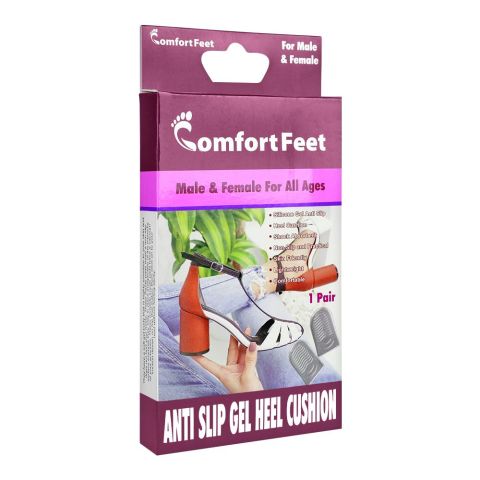 Comfort Feet Anti-Slip Gel Heel Cushion - Pain Relief Insoles, For Heel Discomfort, 1 Pair