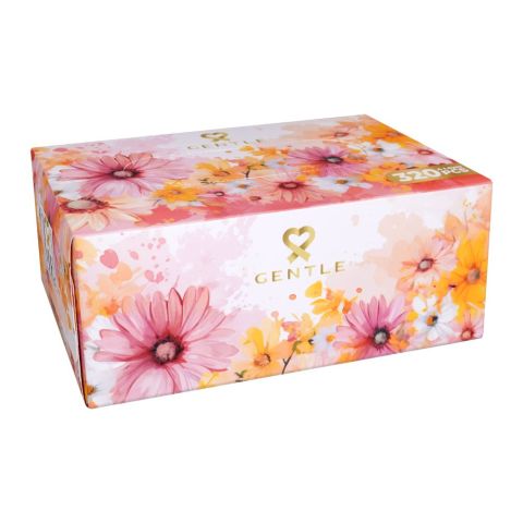 Gentle Floral Tissue Box For Baby, Skin Care, Make Up And Sensitive Nose, B-3, 4-Ply, 320-Sheets