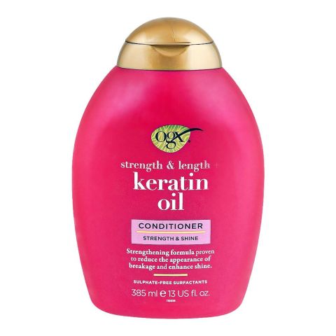 OGX Strength & Length Keratin Oil Conditioner, Keratin & Argan Oil, Sulfate Free, For Hair, 385ml