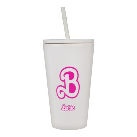 Barbie Party Double-Layer Plastic Straw Cup, Water Cup Drinking Bottle, White, NL2203