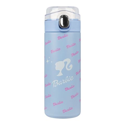 Barbie Theme Stainless Steel Water Bottle, 400ml Capacity, Sky Blue, Vacuum Cup, Pea Cup