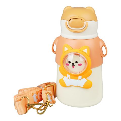 Sheep Plastic Thermos With Strap, Orange, Creative Water Bottle