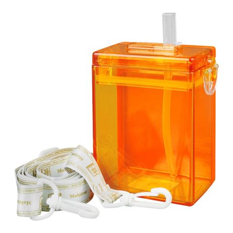 Mahjong Shape Plastic Water Bottle With Strap, Orange