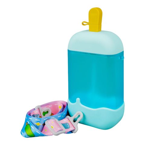 Ice Cream Shape Plastic Water Bottle With Strap, 400ml Capacity, Sky Blue