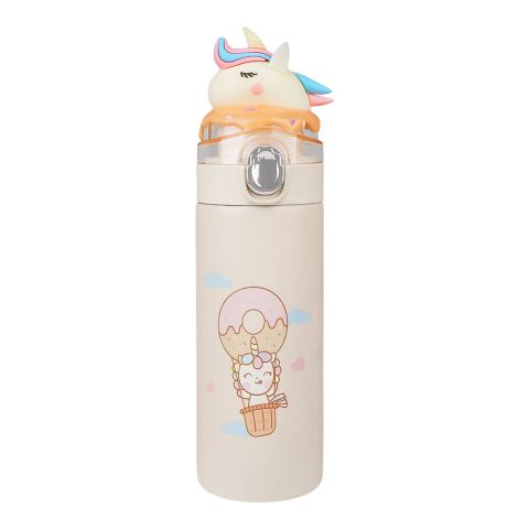 Unicorn Plastic Vaccum Cup Water Bottle, Leakproof Ideal For Office, School & Outdoor, Off White, GWD001