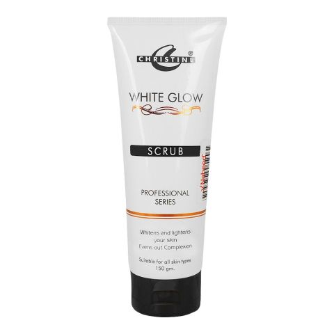 Christine White Glow Scrub, Whitens & Lightens Your Skin, Even Out Complexion, All Skin Types 150g