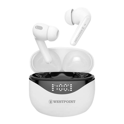 West Point Sound Stream Wireless ANC Earbuds, White, WP-110