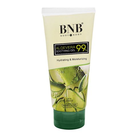 BNB Aloe Vera 99% Soothing Gel, Paraben & Sulfate Free, Dermatologist-Tested, 200ml