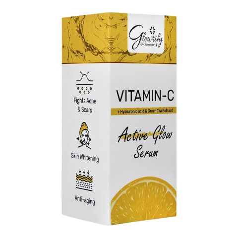 Glowrify Vitamin-C + Hyaluronic Acid & Green Tea Extracts, Active Glow Serum, 30ml