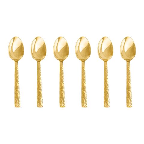 Dinette Stainless Steel Tea Spoon Set, Gold 100c, 6-Pack, DY-004