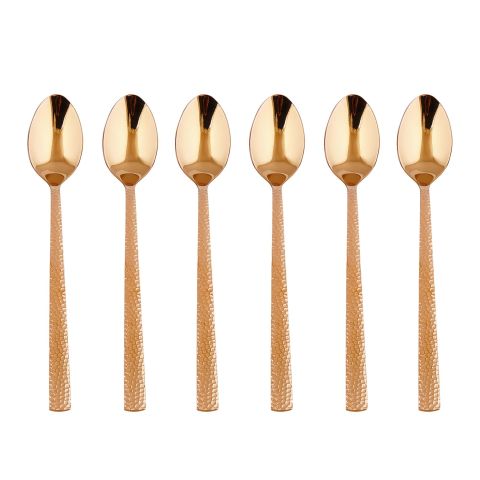 Dinette Stainless Steel Tea Spoon Set, R-Gold 100c, 6-Pack, DY-008