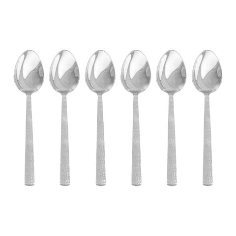 Dinette Stainless Steel Table Spoon Set, Silver 100c, 6-Pack, DY-009