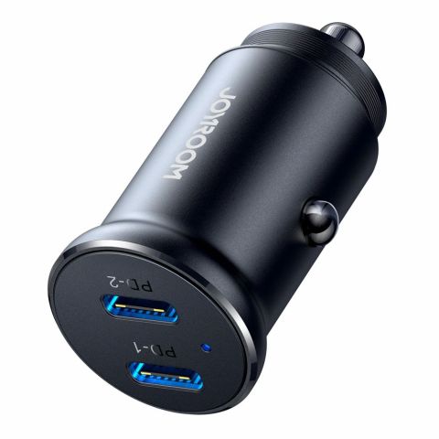 Joyroom 2PD Mini Metal Car Charger, Black, JR-CCN06