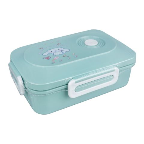 Cinnamoroll Plastic Lunch Box, 3 Compartments, Spoon & Fork, 1100ml, Sea Green, 12cm (W) x 18.5cm (H) x 5cm (D), Tq-158