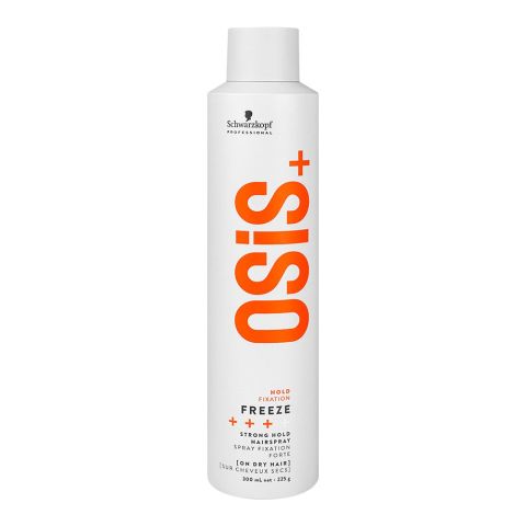 Schwarzkopf OSiS+ Freeze Strong Hold Hairspray, Spray Fixation Forte, Heat Protection, For All Hair Types, 300ml