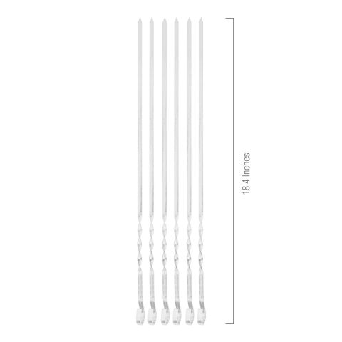 Shangrilla BBQ Stick Plain Iron China Patti Medium, 18.4 Inches BBQ Sticks, Ideal For Seekh Kebab, BBQ, Tikka Boti, 6-Pack