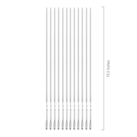 Bhoja Screw Small, 15.5 Inches BBQ Sticks, Ideal For Seekh Kebab, BBQ, Tikka Boti, 12-Pack, BBQ-025