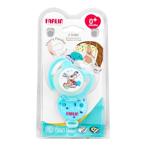 Farlin J' Aime Chu Chu Cherry J'aime Pacifier N' Chain, For 0+ Months, Phthalate, PVC & BPA Free, BA-20008