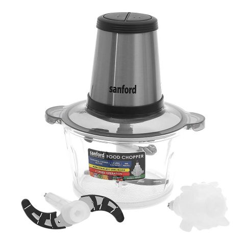 Sanford Food Chopper, 1.8 Liter Glass Bowl, 2 Speed, Low Vibration, Stainless Steel Blade, SF-5584FC