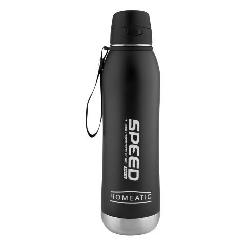 Homeatic Stainless Steel Water Bottle, 800ml, Black, HKA-061