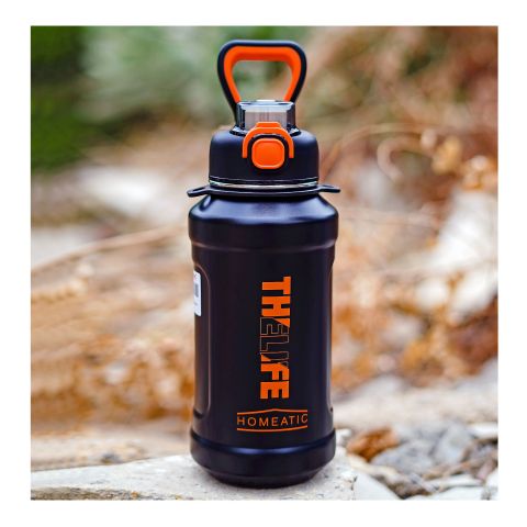 Homeatic Stainless Steel Water Bottle, 1000ml, Black, HKD-7053
