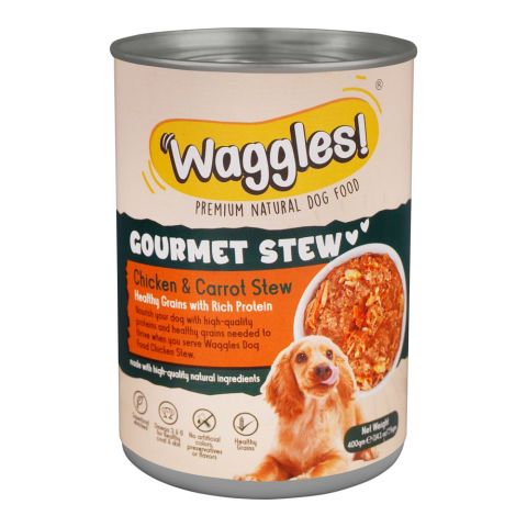 Waggles Gourmet Stew Chicken & Carrot Stew, Premium Natural Dog Food, 400g