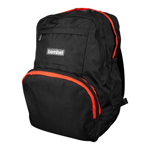 Bembel 18" Inch Black & Red Backpack, Water Resistant, Polyester Fabric, Ideal For Grade 5 - 8, 100242