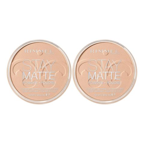 Rimmel Stay Matte Long Lasting Pressed Powder, 004 Sandstorm, 2-Pieces Value Pack