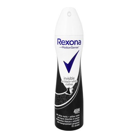 Rexona Motion Sense Invisible On Black+White Clothes Body Spray, 48 Hours Lasting, For Women's, 200ml