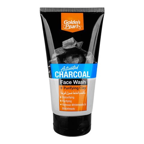 Golden Pearl Activated Charcoal+Purifying Clay Face Wash, Remove Whiteheads & Blackheads, 150ml