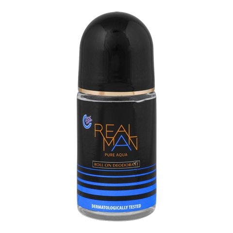 Real Man Pure Aqua Deodorant Roll On, 48 Hours Lasting, Dermatologist Tested, For Men's, 50ml